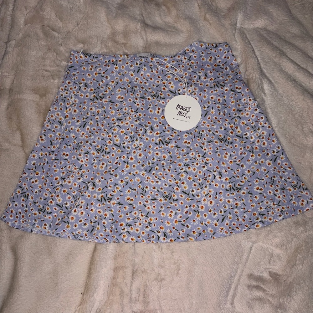 Princess Polly Blue Floral A-Line Skirt